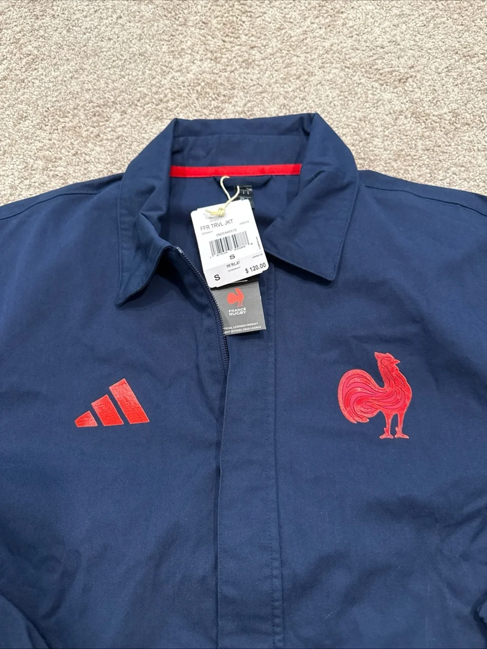 Men’s Size Small Adidas France Rugby Full Zip Jacket JM5016